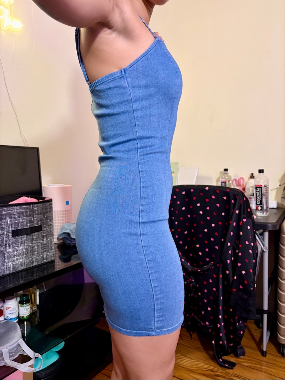 Denim Bodycon Mini Dress 💙 Y2K Fitted Jean Dress